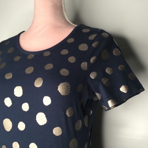 French Connection Navy and Gold Polka Dot Dress - Picture 5 of 11